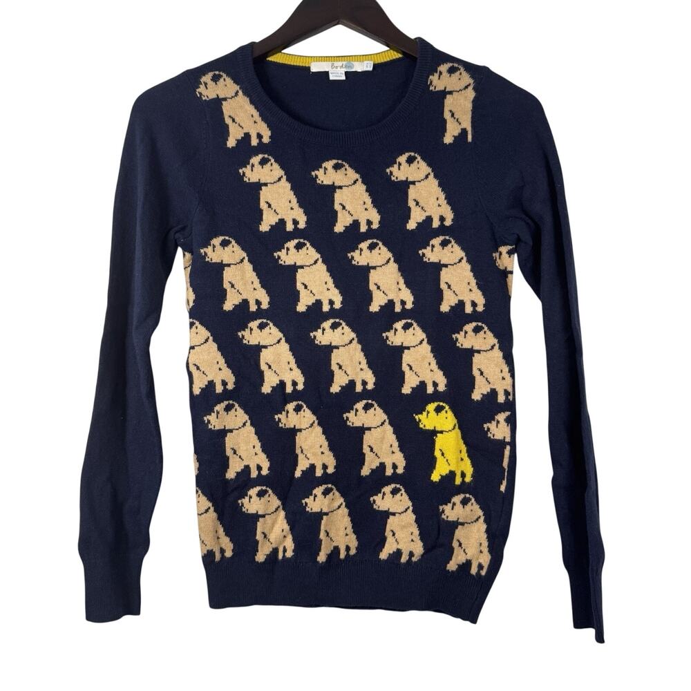 Boden Dog Sweater Cashmere Blend Women's Size US 2 Navy Soft Jumper Animal